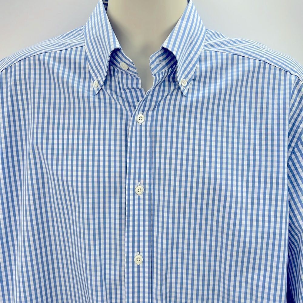 Bergdorf Goodman blue gingham long sleeve button up XL shirt
